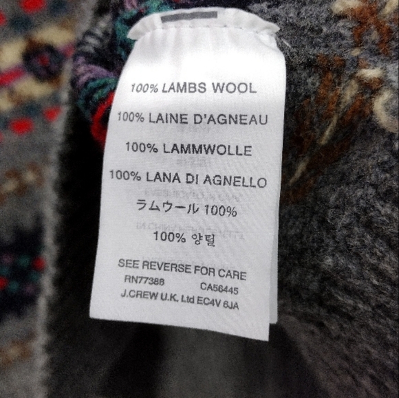 J. Crew 100% Lambswool Patterned Sweater Men's L Gray Boho Retro 90s Y2K Casual - Picture 8 of 8